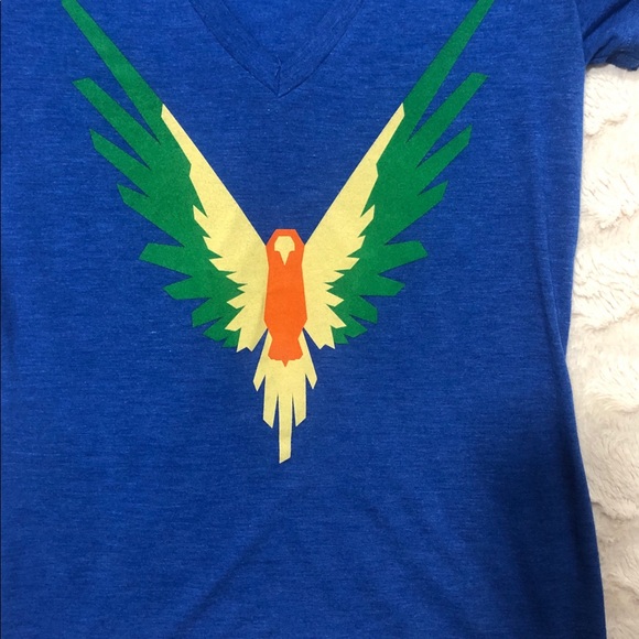 MAVERICK LOGAN PAUL Women’s Blue V-Neck T-Shirt - Picture 6 of 7